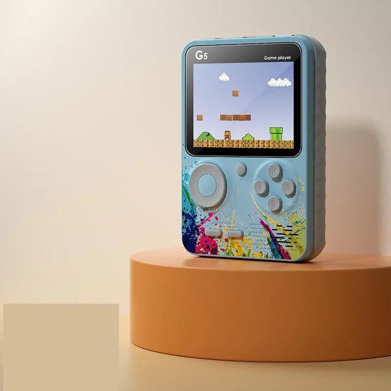 Retro portable mini handheld video game console for on-the-go gaming fun, available at High Tech Trends.